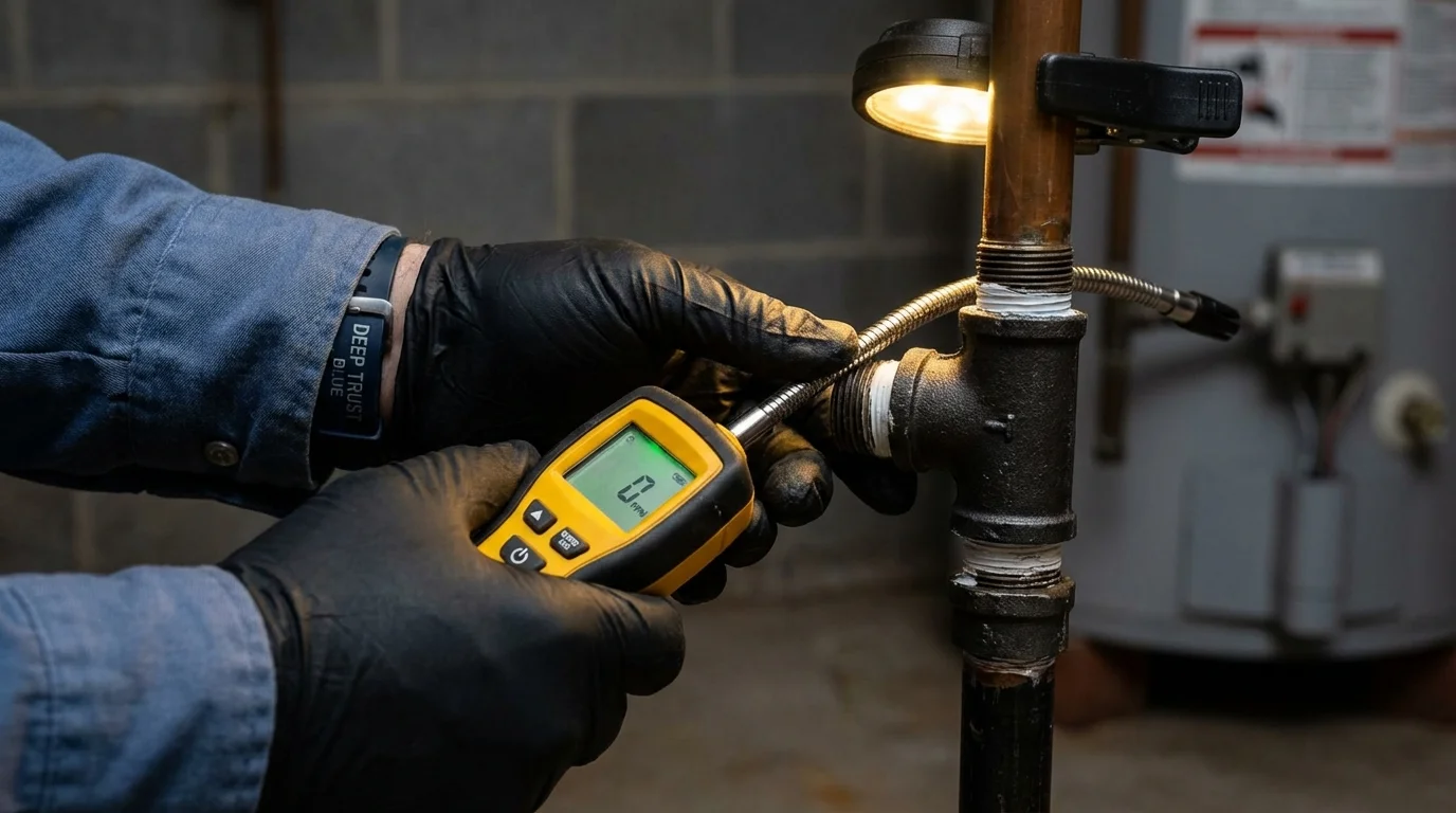 Gas leak detection with electronic sniffer by Johns Plumbing LLC in North Haven