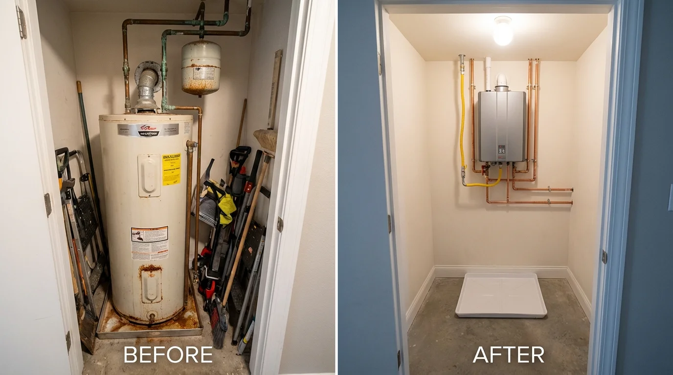 Tank water heater versus wall-mounted tankless unit comparison for North Haven, CT homeowners